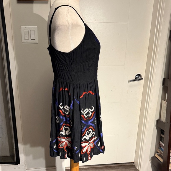 Black and Multicolor Embroidered Sleeveless Free People Dress - Picture 6 of 13